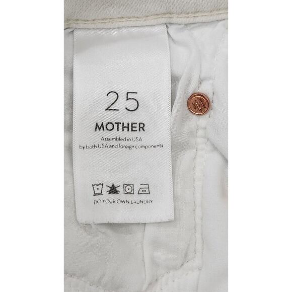 Mother The Dropout Cropped Jeans Size 25 White Whipping The Cream Straight Ankle - Picture 4 of 11